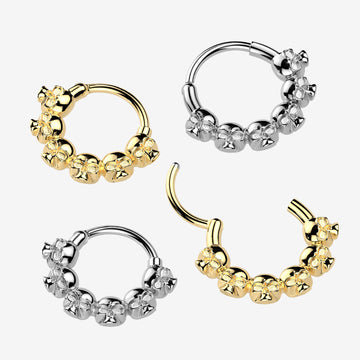 Detail View 1 of Golden Death Arc Skulls Clicker Hoop Ring